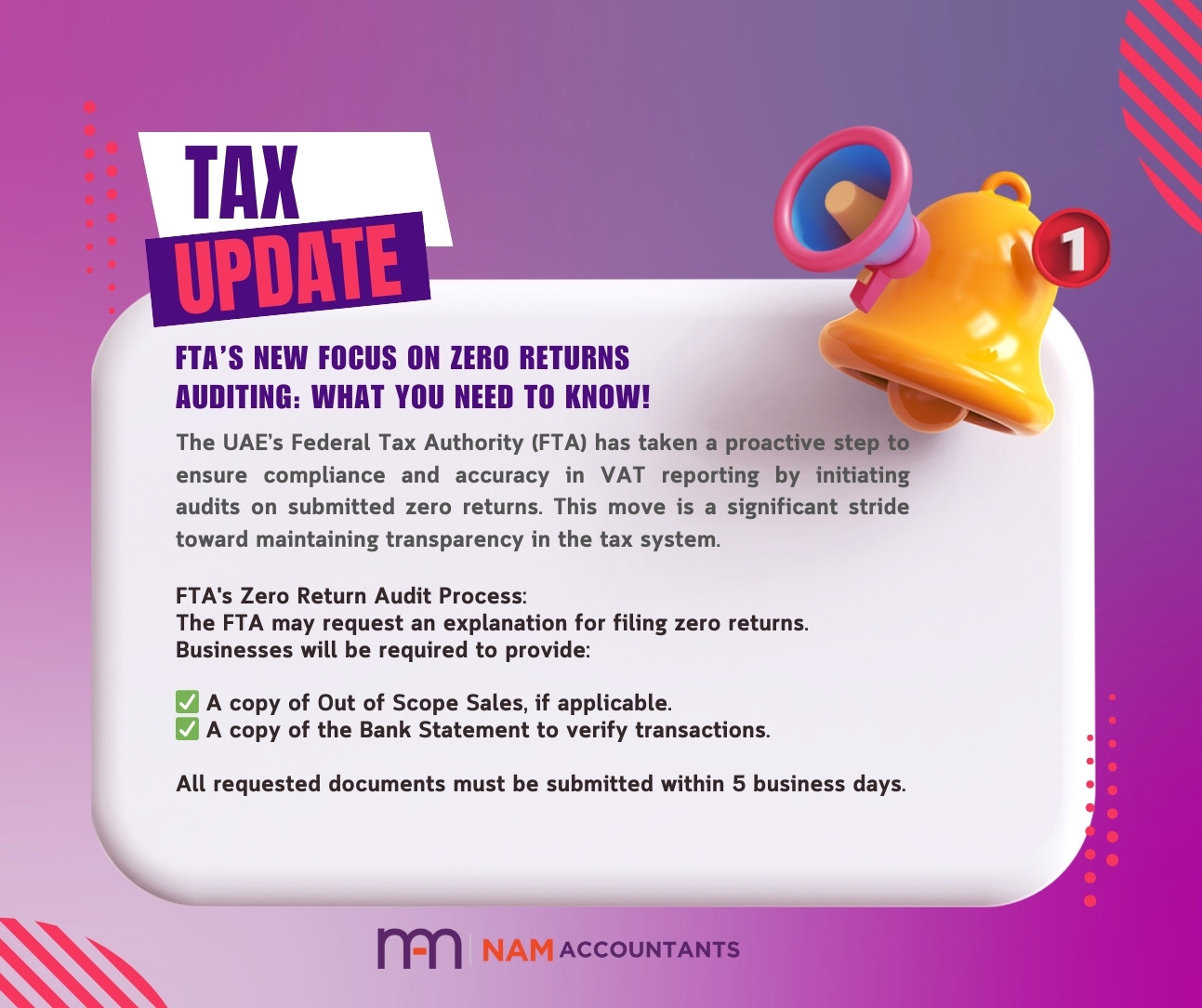 FTA Zero Returns Auditing UAE